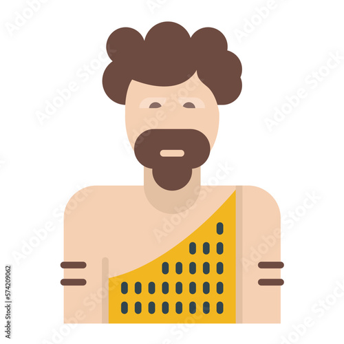 Neanderthal Man Flat Multicolor Icon