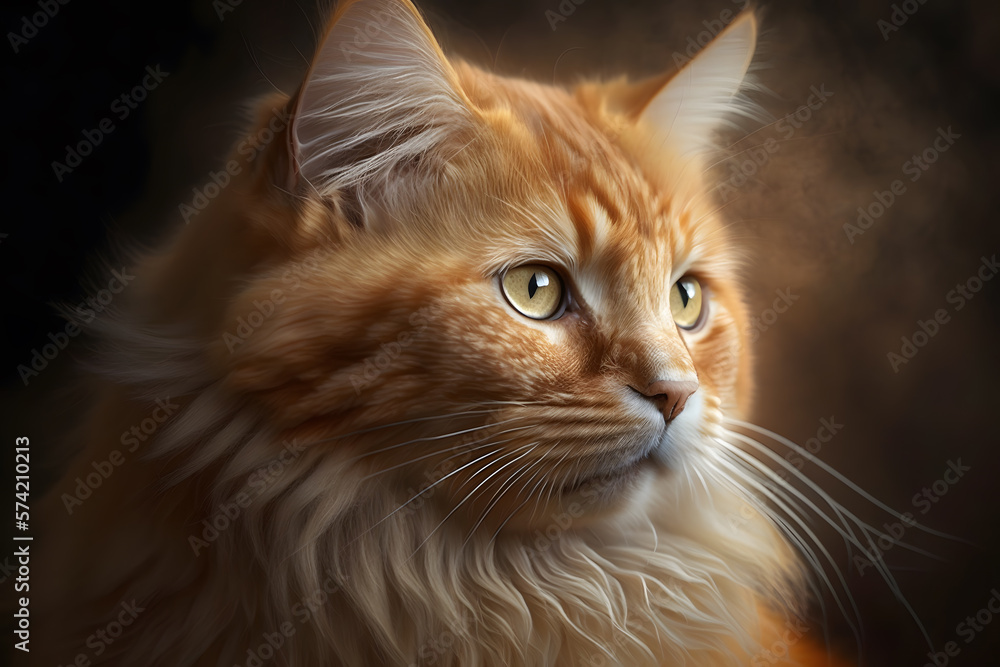 Portrait Beautiful cute orange cat photography made with Generative AI Portrait Beautiful cute orange cat photography made with Generative AI