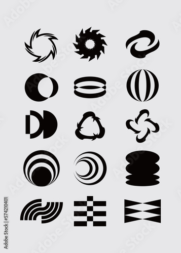 Hypebeast symbol round shape element poster icon futuristic interface vector set editable