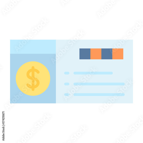 Cheque Flat Multicolor Icon