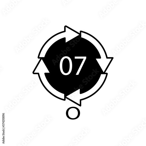 O 07 recycling code symbol. Plastic recycling vector polyethylene sign. photo