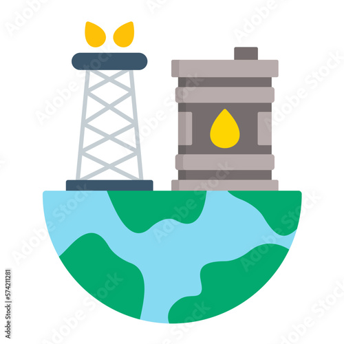 Oil Exploration Flat Multicolor Icon