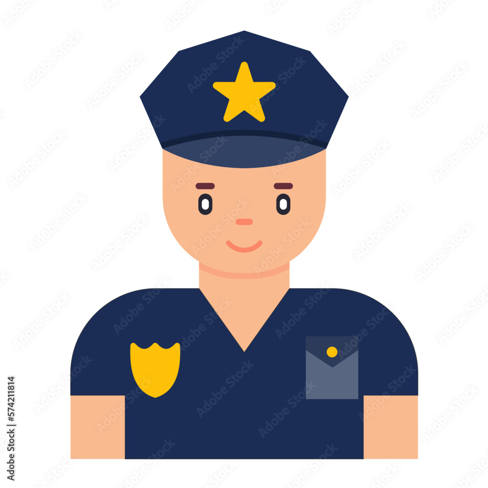 Policeman Flat Multicolor Icon
