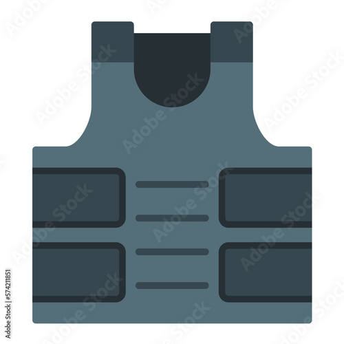 Bulletproof Vest Flat Multicolor Icon