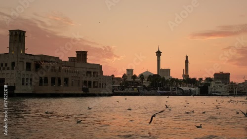 Waterfront view at Dubai Creek at sunset