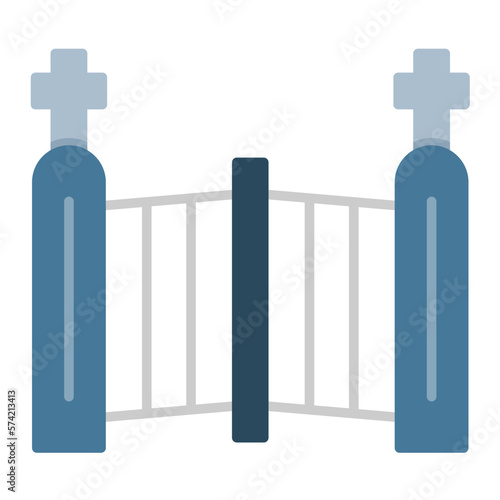 Cementery Gate Flat Multicolor Icon