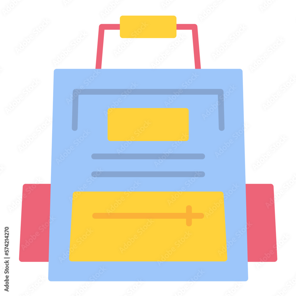 School Bag Flat Multicolor Icon School Bag Flat Multicolor Icon