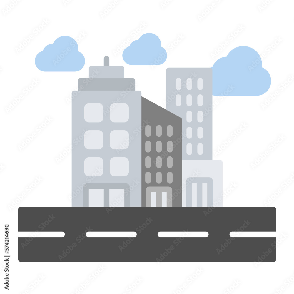 Obraz premium Cityscape Flat Multicolor Icon