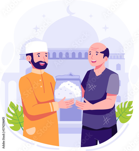 Iftar family ramadan flat illustration