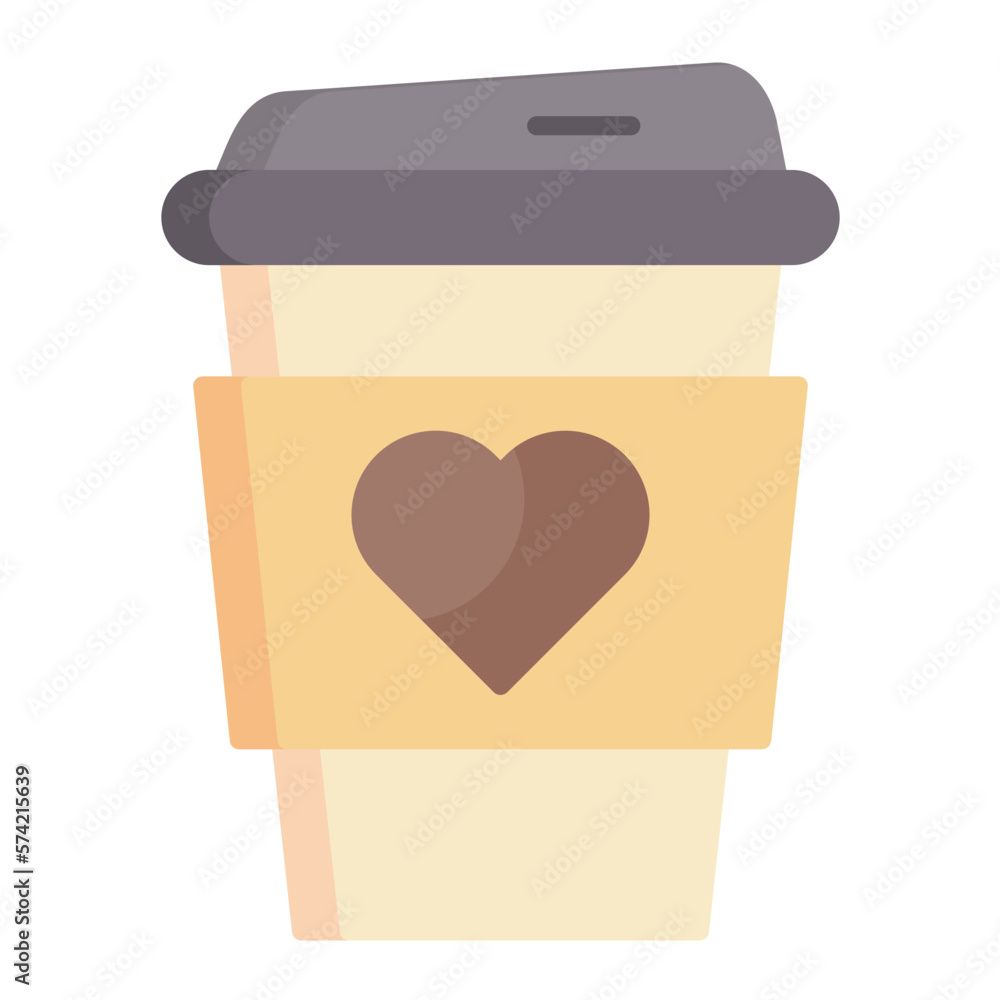 Heart Coffee Flat Multicolor Icon Heart Coffee Flat Multicolor Icon