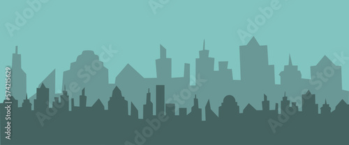 Vector illustration of city skyline. Urban landscape. Silhouette of cityscape in flat style. 
