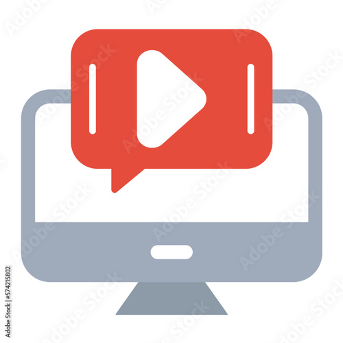 Video Tutorial Flat Multicolor Icon