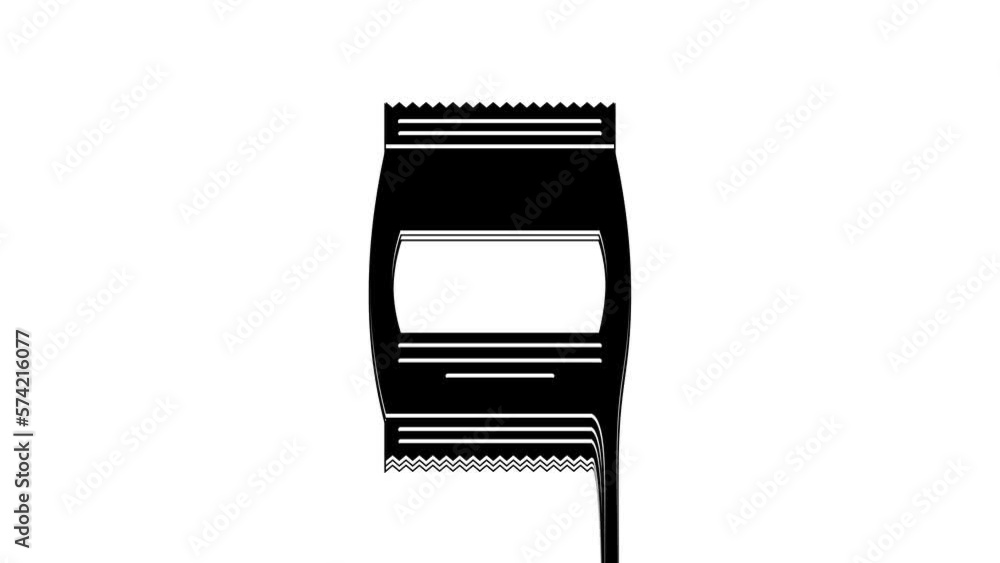 Black Bag of food icon isolated on white background. Food for animals. Pet food package. 4K Video motion graphic animation Black Bag of food icon isolated on white background. Food for animals. Pet food package. 4K Video motion graphic animation