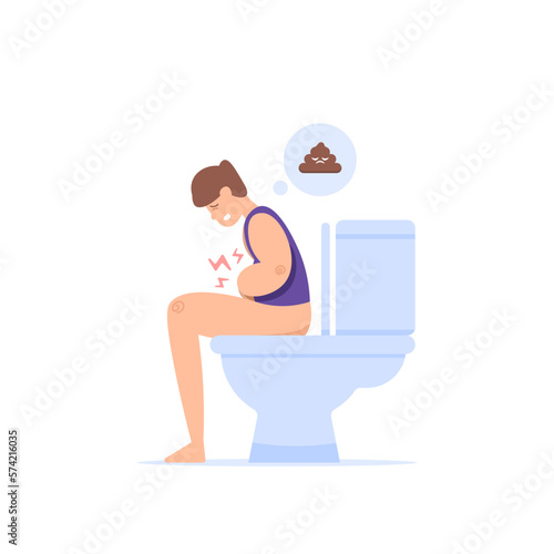 a man that feels pain when he wants to defecate. bowel difficulties, constipation, stomachache, ulcer symptoms, diarrhea, Irritable bowel syndrome and intestinal infections. sit in the sitting toilet.