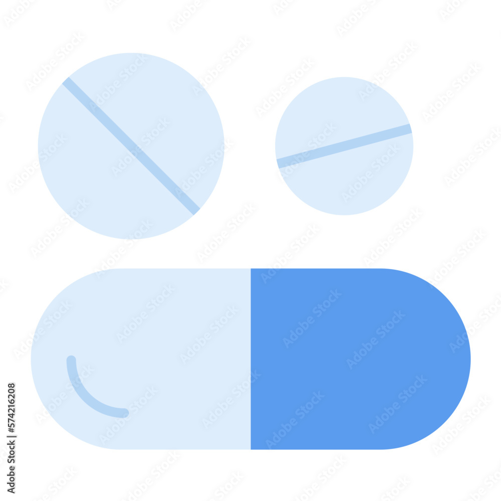 Pills and Tablets Flat Multicolor Icon Pills and Tablets Flat Multicolor Icon