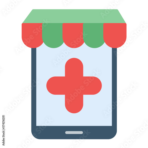 Online Pharmacy Flat Multicolor Icon