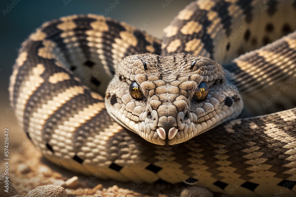 The Art of Ambush A Closer Look at the Coiled Eastern Diamondback Rattlesnake's Calculated Eye