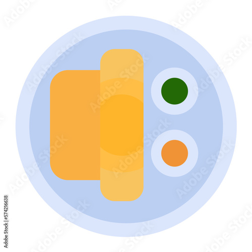 Masala Dosa Flat Multicolor Icon