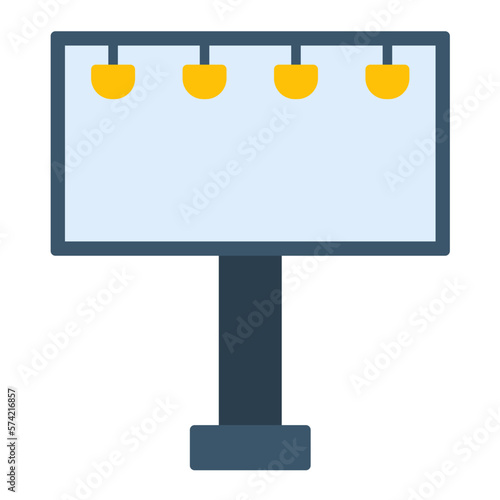 Road Sign Billboard Flat Multicolor Icon
