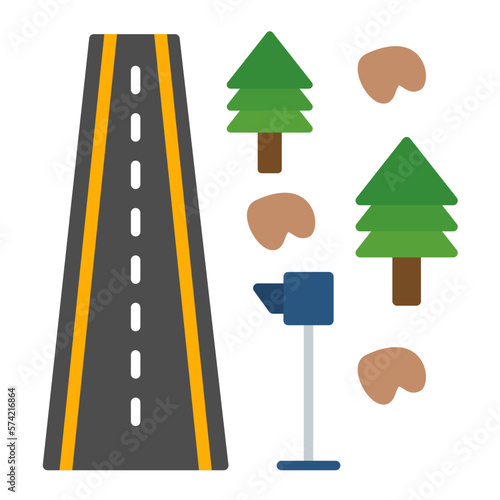 Roadside Flat Multicolor Icon