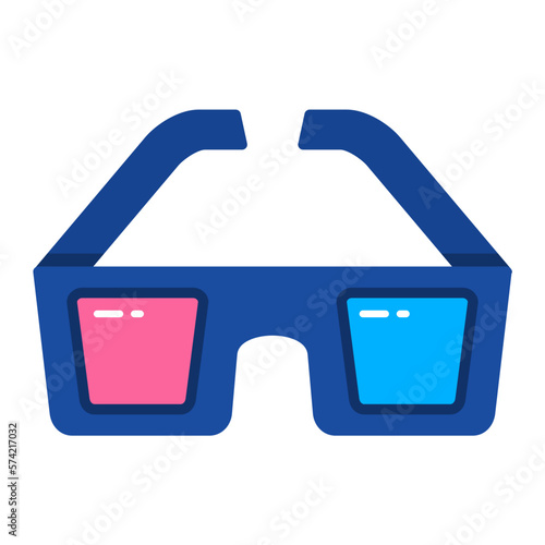 3d Glasses Flat Multicolor Icon