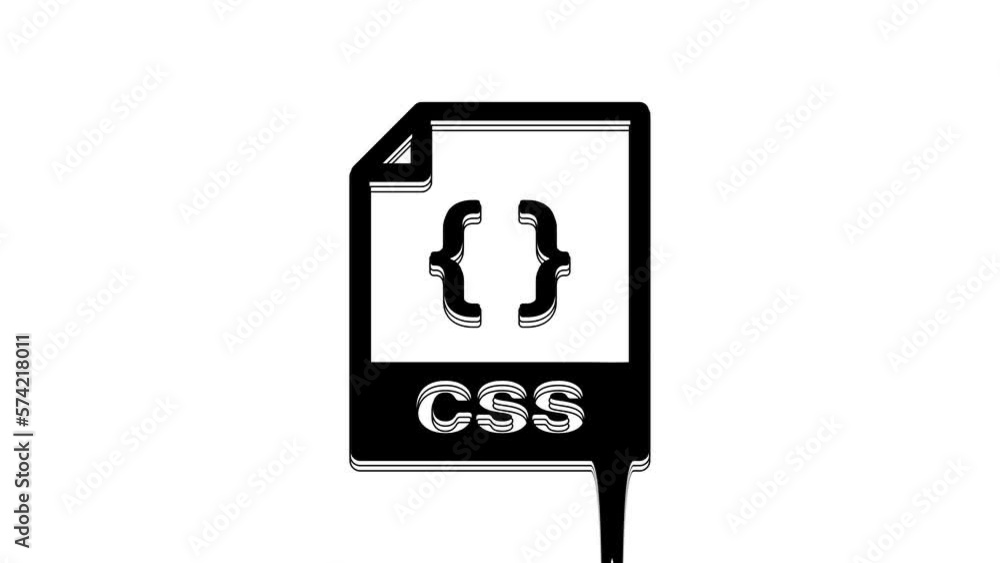 Black CSS file document. Download css button icon isolated on white background. CSS file symbol. 4K Video motion graphic animation Black CSS file document. Download css button icon isolated on white background. CSS file symbol. 4K Video motion graphic animation