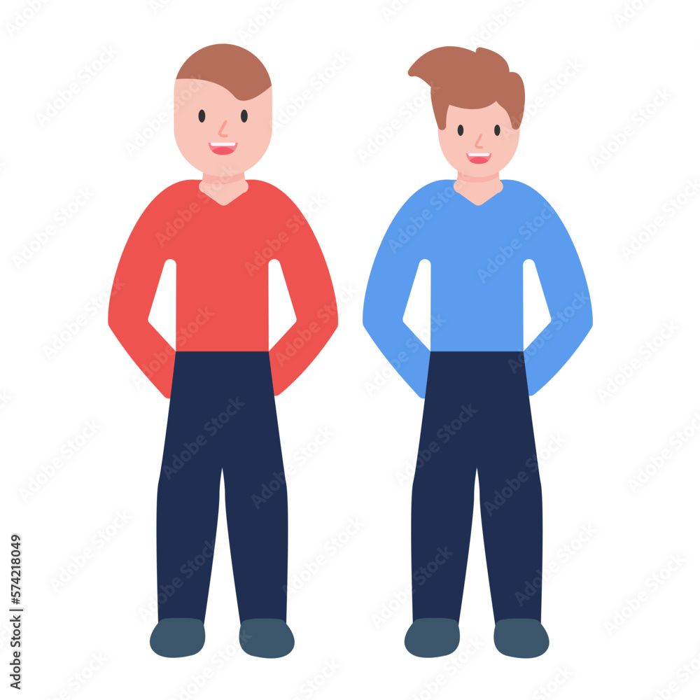Friends Standing Flat Multicolor Icon