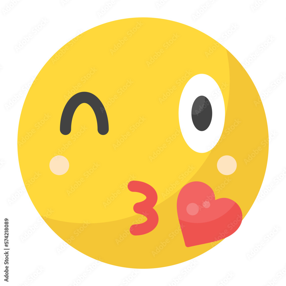 Face Blowing a Kiss Flat Multicolor Icon Face Blowing a Kiss Flat Multicolor Icon