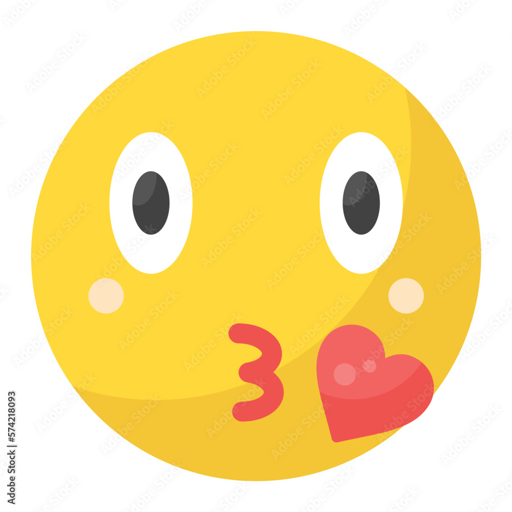 Fototapeta premium Kissing Face with Smiling Eyes Flat Multicolor Icon