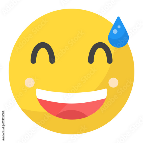 Grinning Face with Sweat Flat Multicolor Icon