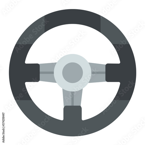 Steering Wheel Flat Multicolor Icon