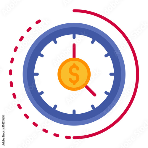 Obraz na plátně Time is Money Flat Multicolor Icon