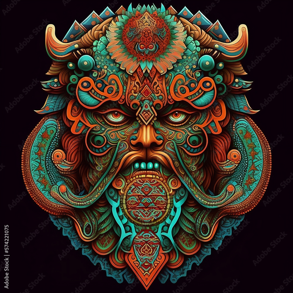 Ape of Celtic art of east totem and west style in psychedelic. Fit for apparel, book cover, poster, print. 