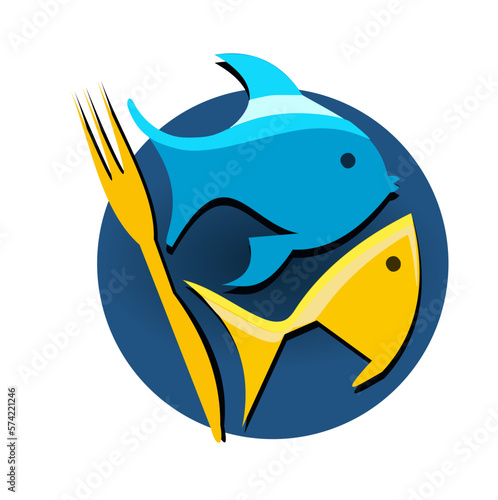 Logo poisson jaune et bleu