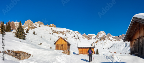 walking in Valfreda e Fuciade in fassa valley and falcade valley, Trentino Dolomites, alps italian. photo