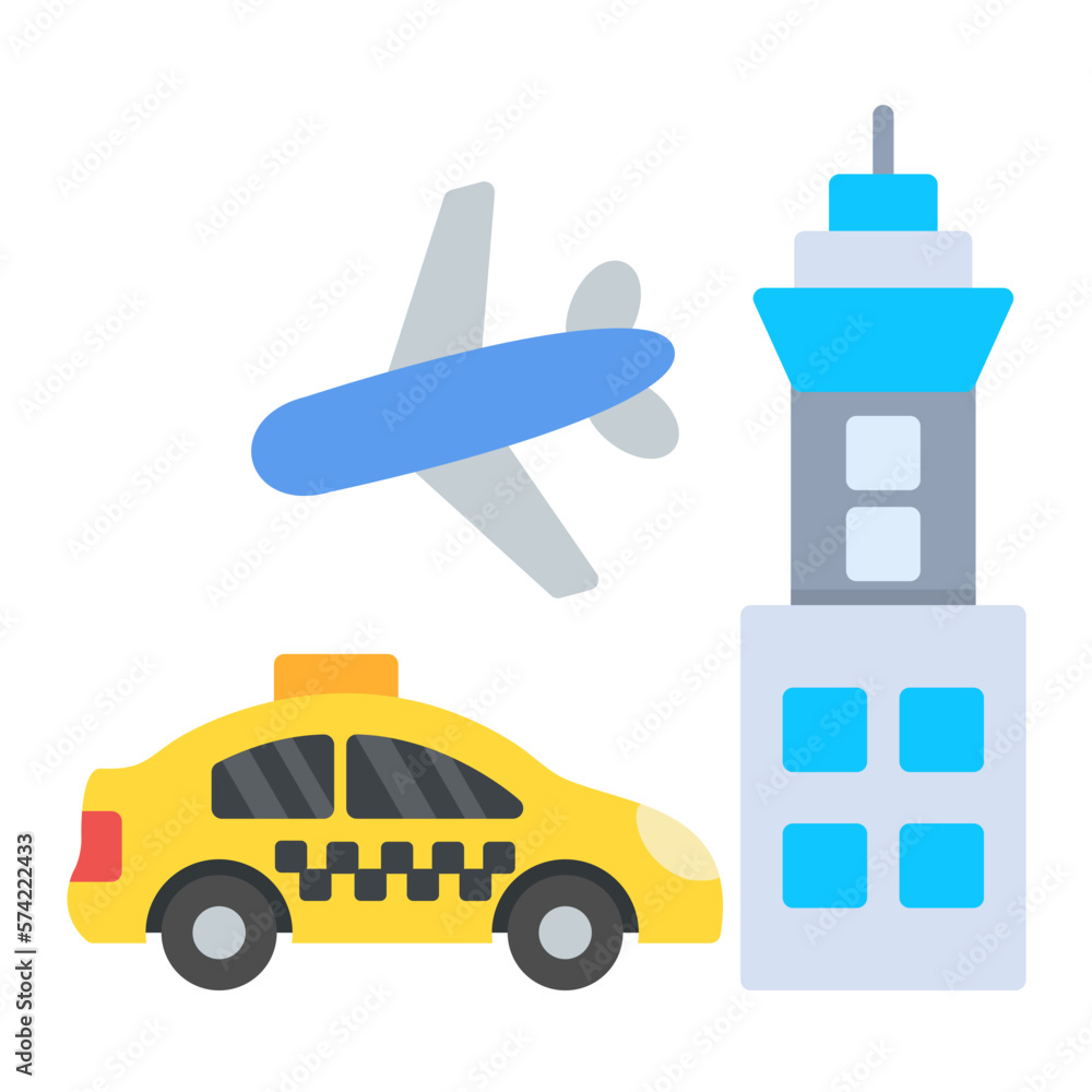Obraz premium Airport Flat Multicolor Icon