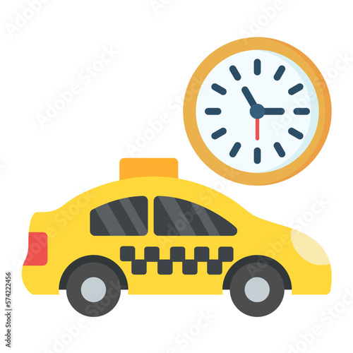 Busy Taxi Flat Multicolor Icon