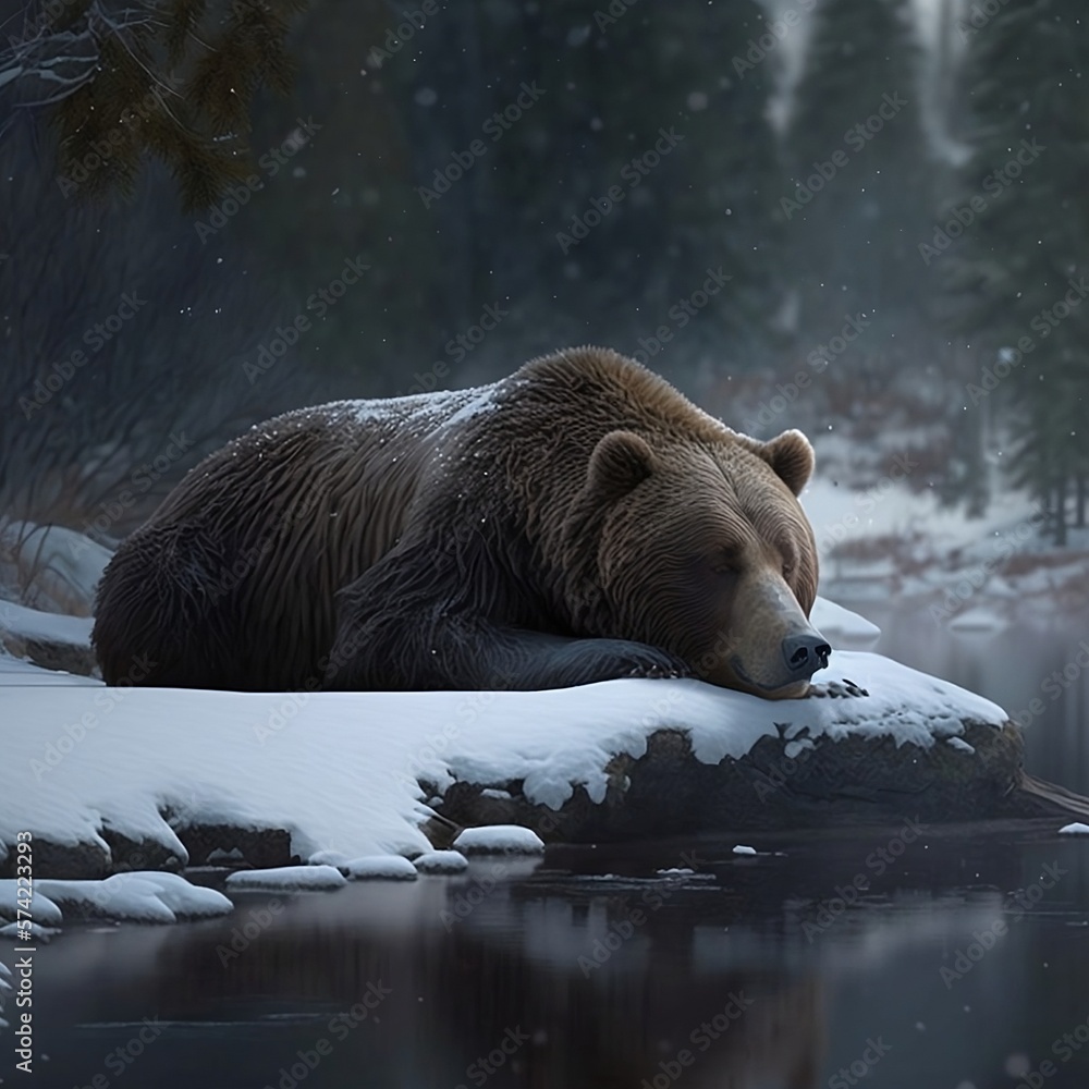 Obraz premium brown bear sleeping