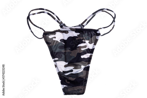 Camouflage panties on white background