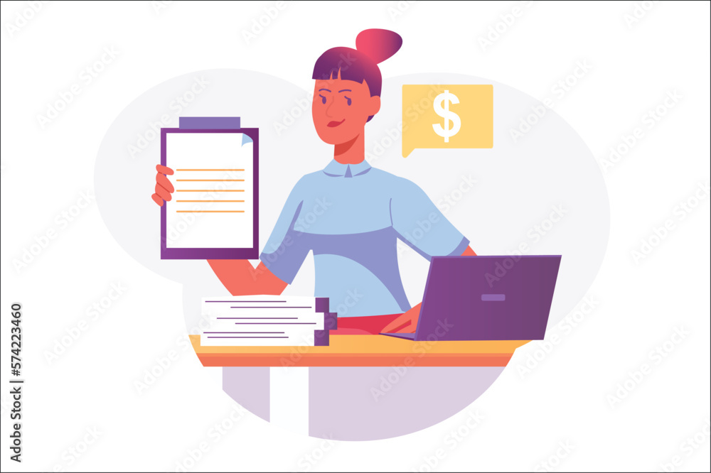 Asian concept Business plan with people scene in the flat cartoon design. Business woman make a business plan for a further time. Vector illustration. Asian concept Business plan with people scene in the flat cartoon design. Business woman make a business plan for a further time. Vector illustration.