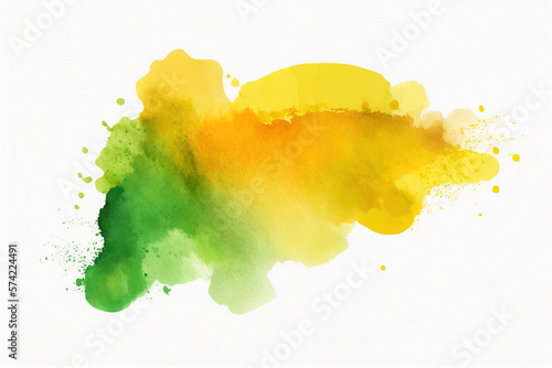 Watercolor Paint Powder Splat Yellow Green Explosive blob drip splodge spot Mark With an Explosion of Color, Movement and Artistic Flair Illustration Fun, Expressive