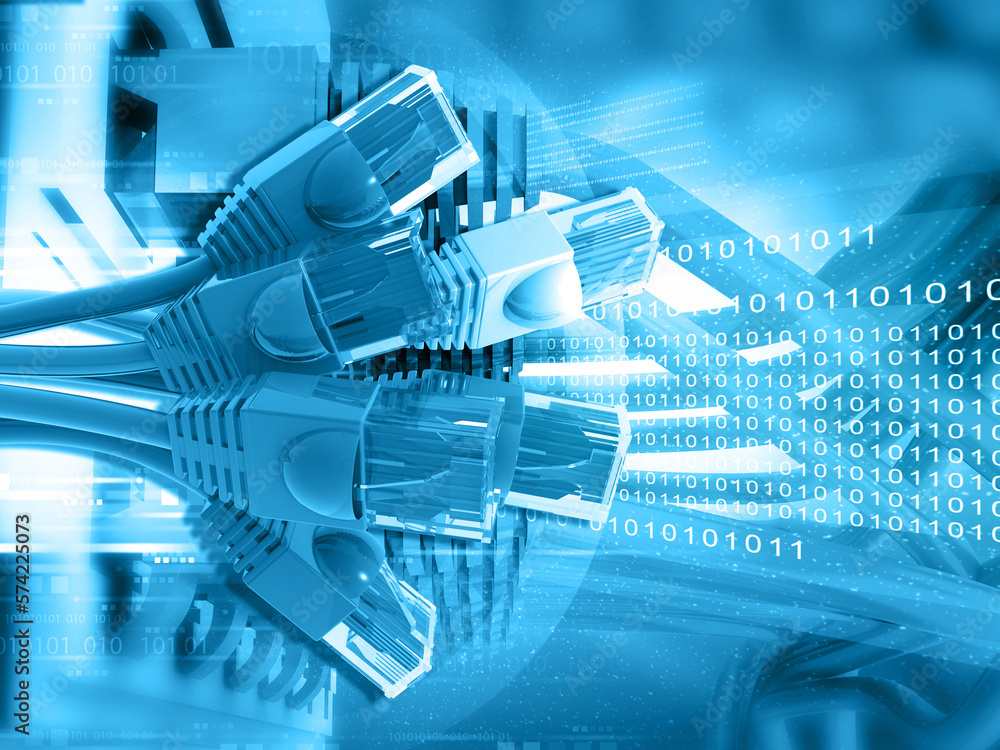 Internet cable on digital technology background. 3d illustration. Internet cable on digital technology background. 3d illustration.