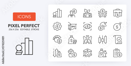 investment line icons 256 x 256