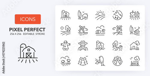countryside line icons 256 x 256