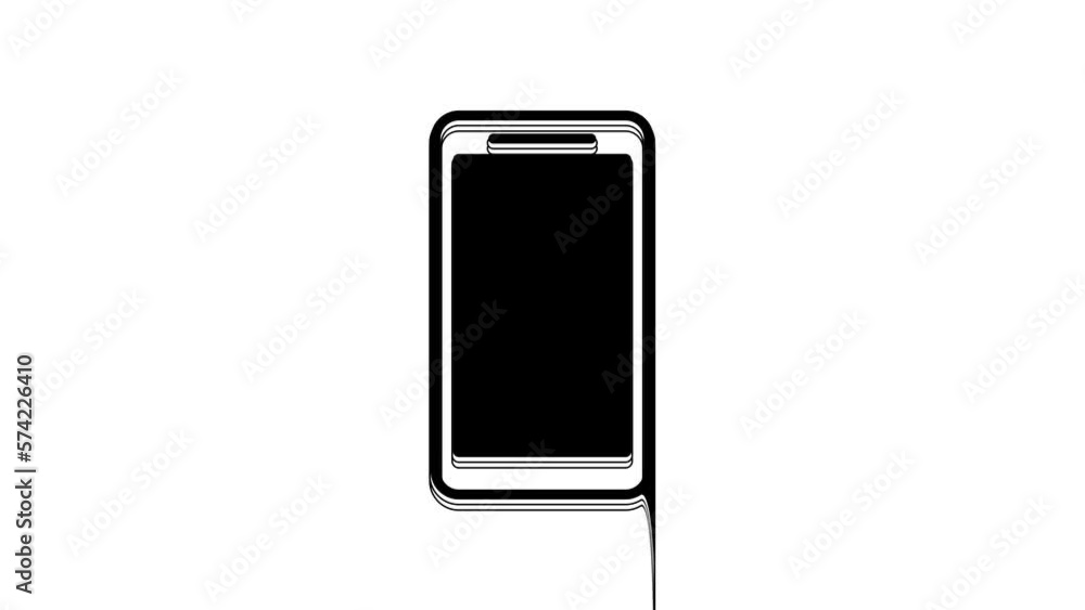 Black Smartphone, mobile phone icon isolated on white background. 4K Video motion graphic animation Black Smartphone, mobile phone icon isolated on white background. 4K Video motion graphic animation