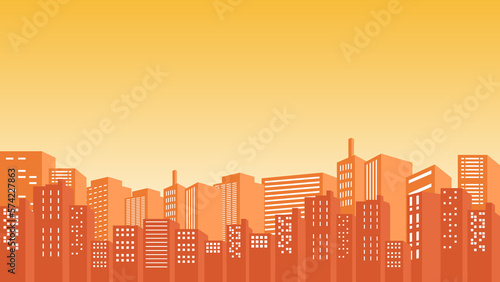 Beauty of city silhouette with panorama of tall buildings and apartments in the morning