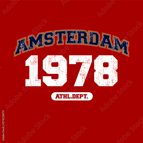 amsterdam  slogan tee graphic typography for print t shirt.
