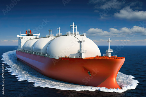 Liquefied natural gas tanker ship in sea. Generative AI