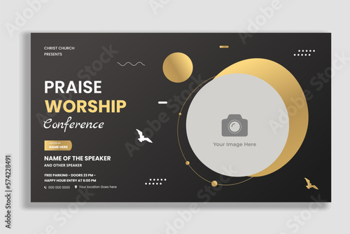 Church praise and worship conference flyer social media and web banner template