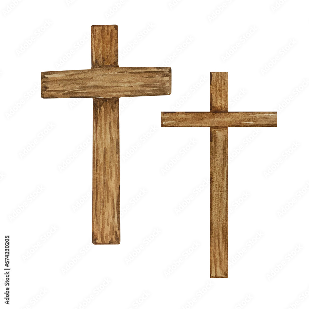 Watercolor crosses, Easter religious symbol